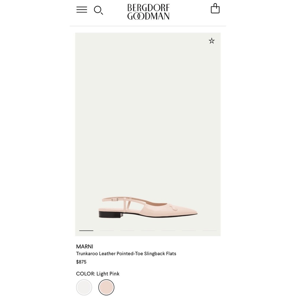 MARNI Women's 40 US 10 Trunkaroo Leather Pointed Toe Slingback Flats Rose Pink - Picture 12 of 12
